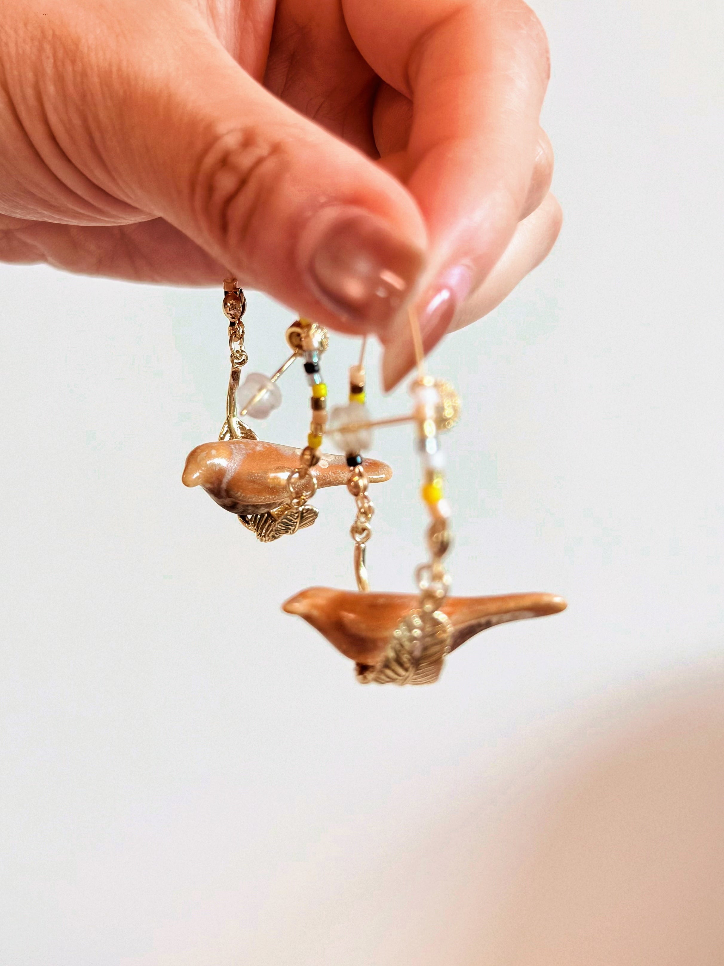 叢林鳥 景德鎮陶瓷· Ceramic Jungle Bird Earrings