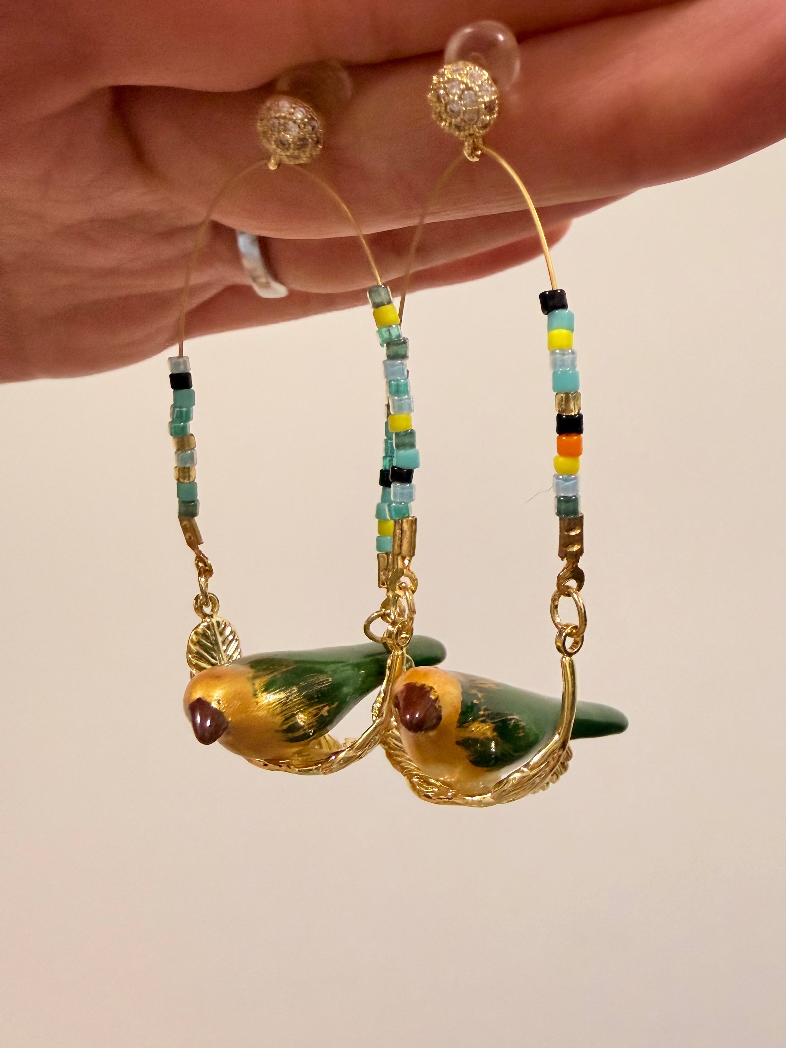 叢林鳥 景德鎮陶瓷· Ceramic Jungle Bird Earrings