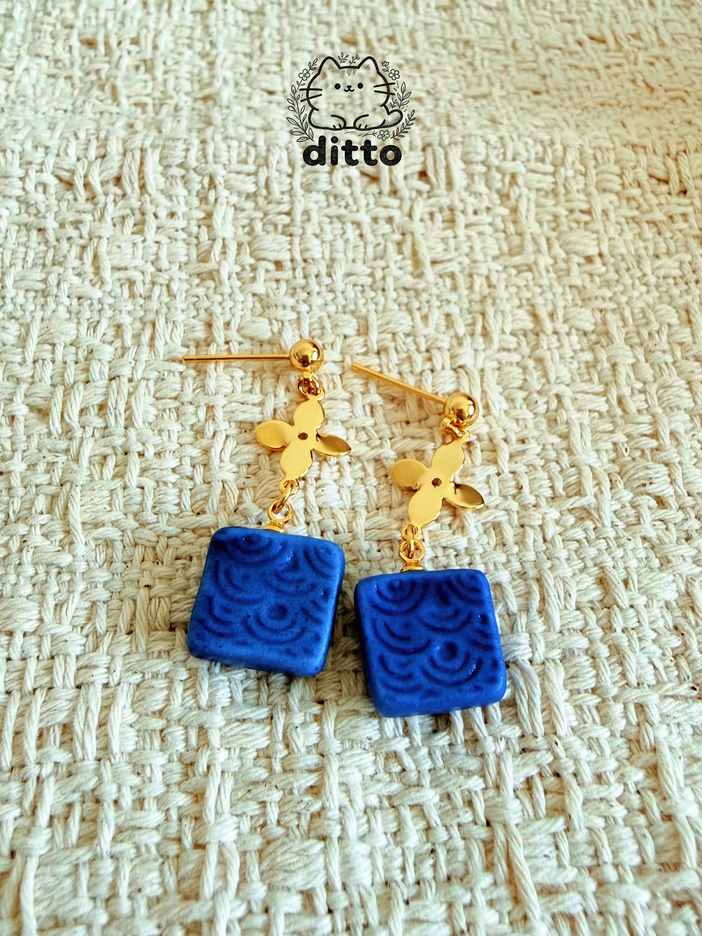 中國印系列 祥雲陶瓷耳環 Auspicious Cloud Ceramic Earrings